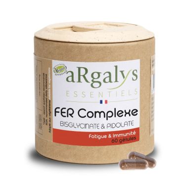 Fer Complexe Bisglycinate et Pidolate Argalys Essentiels 60 gélules