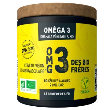 Oméga-3 Végétal Bio OMG 3 Les Bio Frères 60 gélules