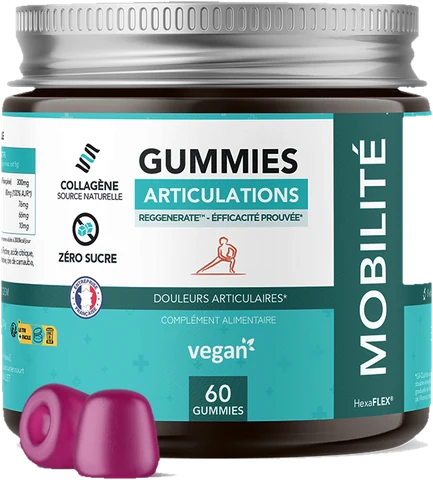 Gummies Articulations et Collagène Hexa³, 60 gummies vegan sans sucre