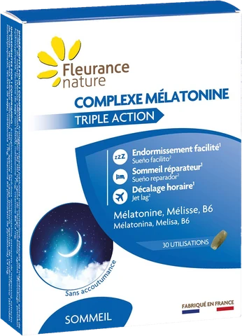 Complexe Mélatonine Triple Action Fleurance Nature, 30 utilisations
